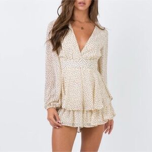 Princess Polly Cream Polka Dot Romper